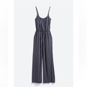 Kaileigh Navy and White Geometric Jumpsuit